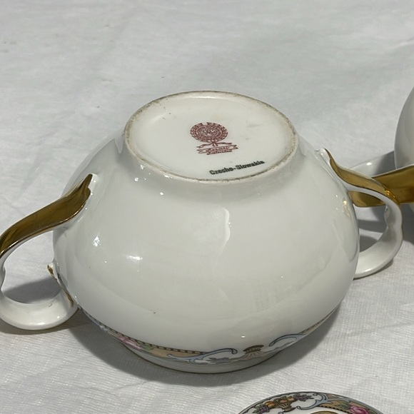 Crown Imperial Czechoslovakia Rosari fruit pattern sugar bowl creamer set of 2 - Picture 11 of 16